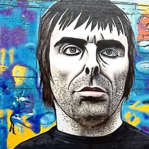 Artistic representation for Liam Gallagher lookalike features in sprawling mural dedicated to Greater Manchester town