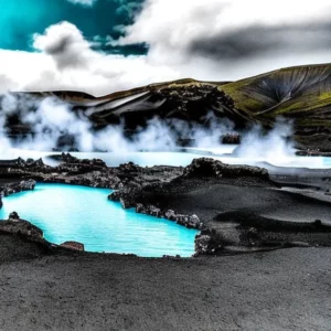 Artistic representation for We skipped the Blue Lagoon in Iceland and went to its competitor instead it was less crowded and way easier to get to.