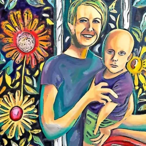 Artistic representation for Gobsmacked Column : Meet the Leamington woman helping others after her son died of cancer. Let me know if you'd like me to generate some more titles.